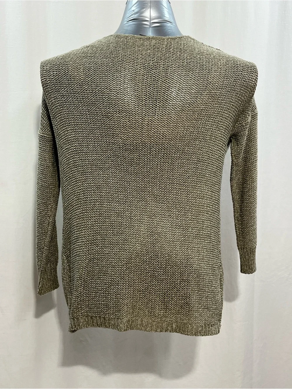 Womans Design Lab Lord & Taylor taupe Green Wrap V-Neck Sweater casual work 1402 - Picture 2 of 3